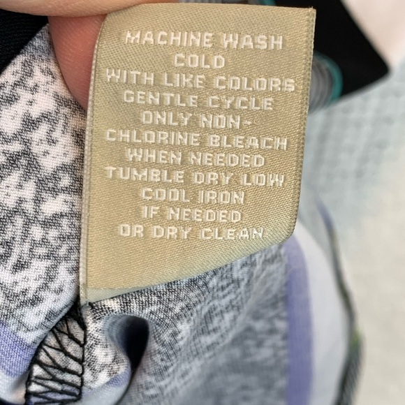 Joan Vass Striped Chevron Long Sleeve Tunic Shark Bite Hem Oversized Small Boho - Picture 6 of 6